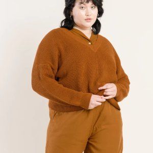 Tradlands Canyon V-neck knit sweater in Sienna, L